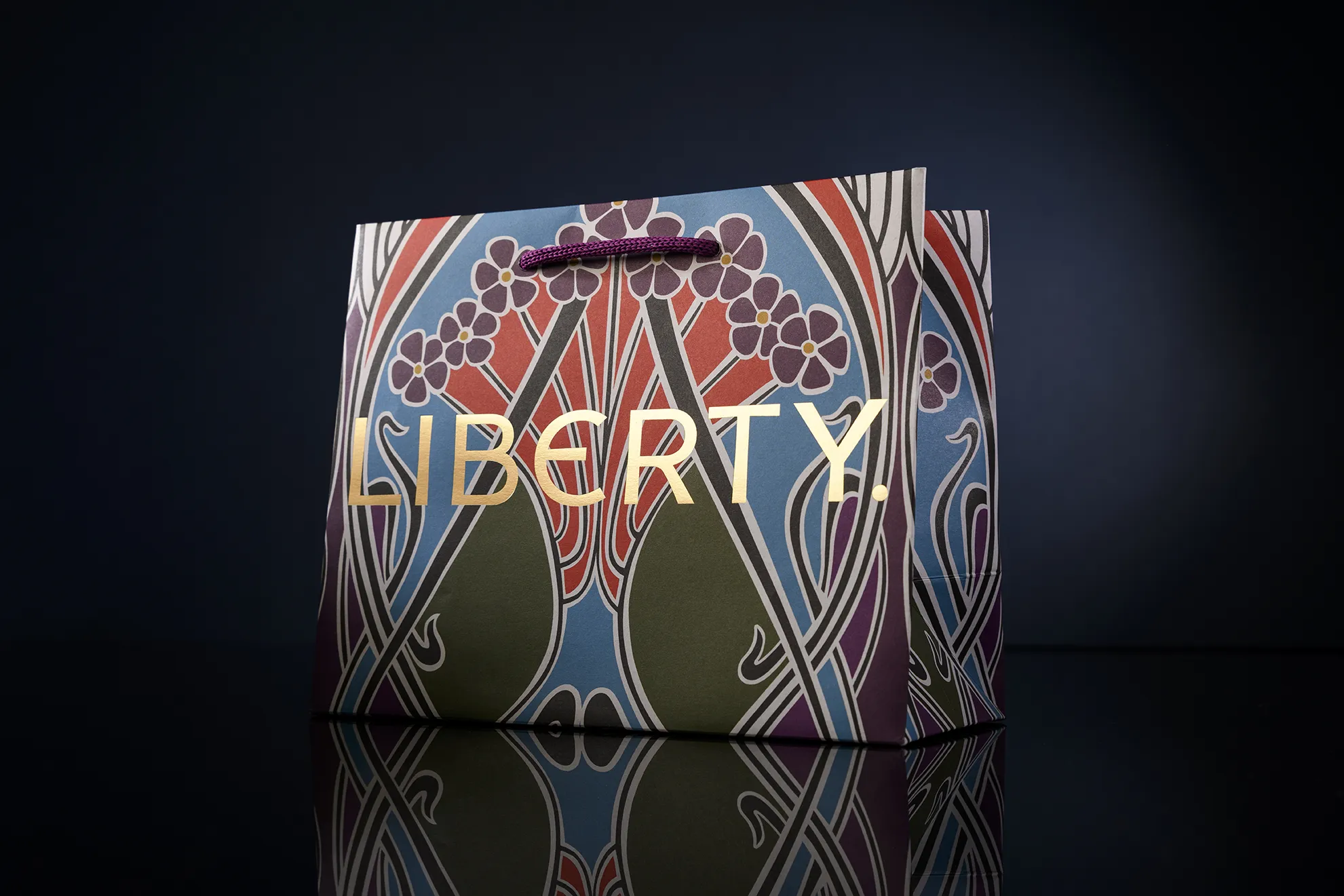 Liberty 150th anniversary luxury retail paper bag packaging mobile — Made by Classic