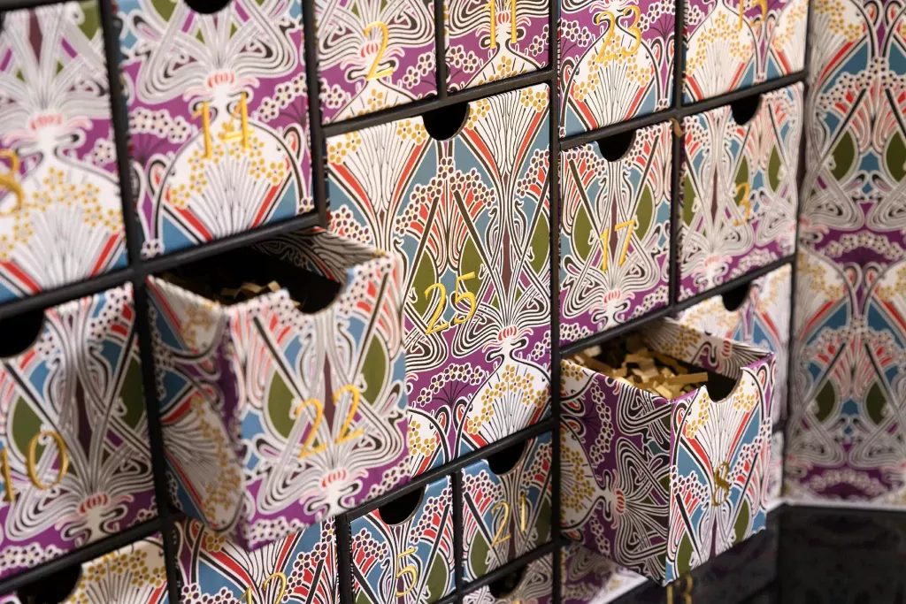 Liberty advent calendar drawer packaging 150th anniversary 2025 — Made by Classic