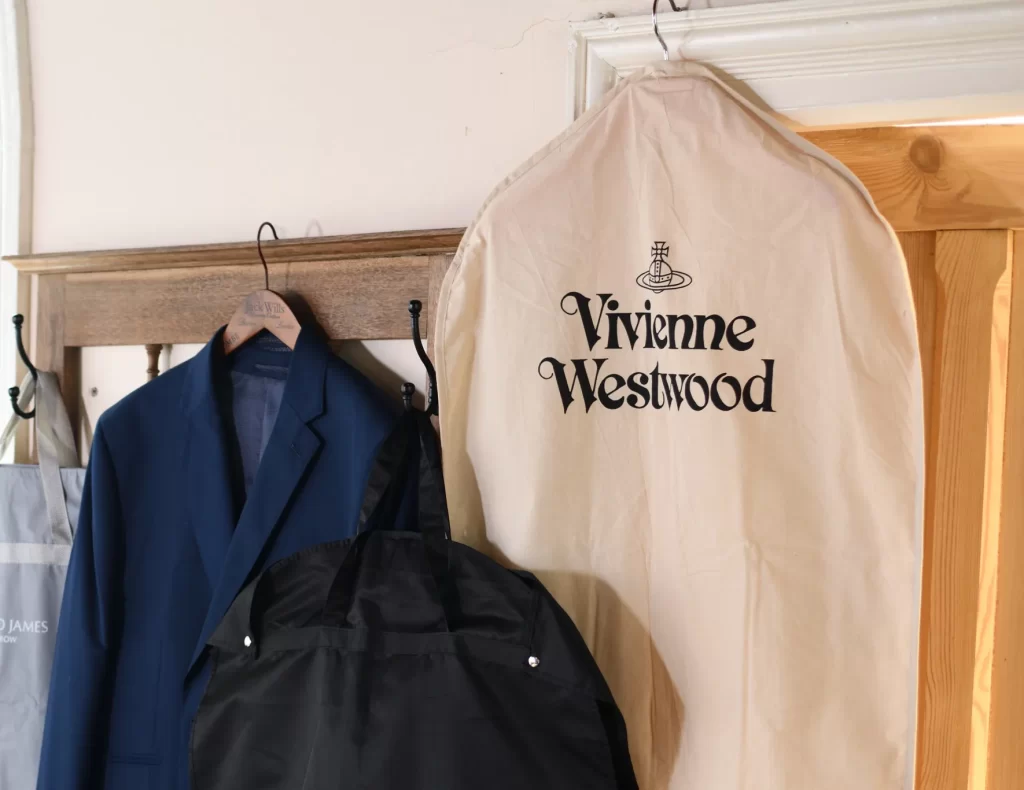 Vivienne Westwood branded suit cover accessories packaging — Made by Classic