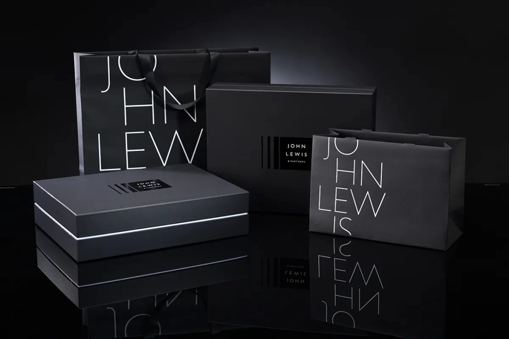 John Lewis retail boxes and bags packaging — Made by Classic