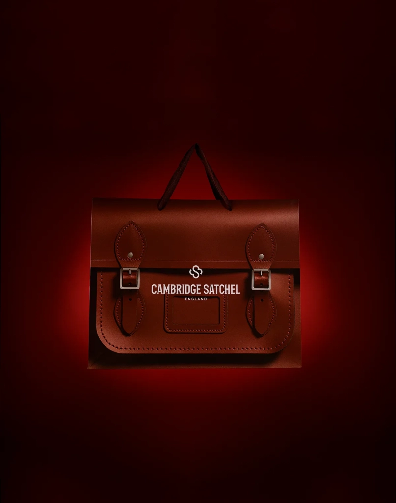 Cambridge Satchel branded retail bag packaging — Made by Classic